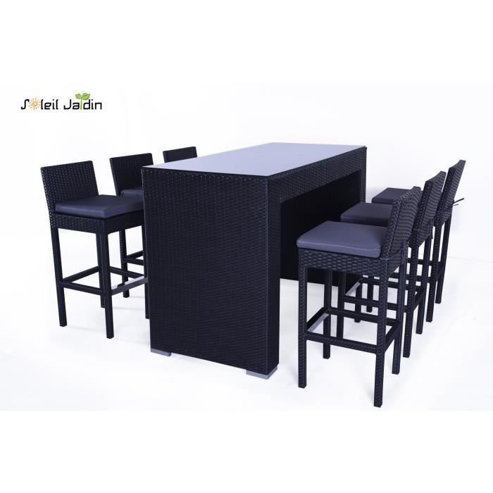 Salon De Jardin Bar 6 Places Encastrables Phuket Noir Achat Vente Ensemble Table Et Chaise De Jardin Salon De Jardin Bar 6 Place Cdiscount