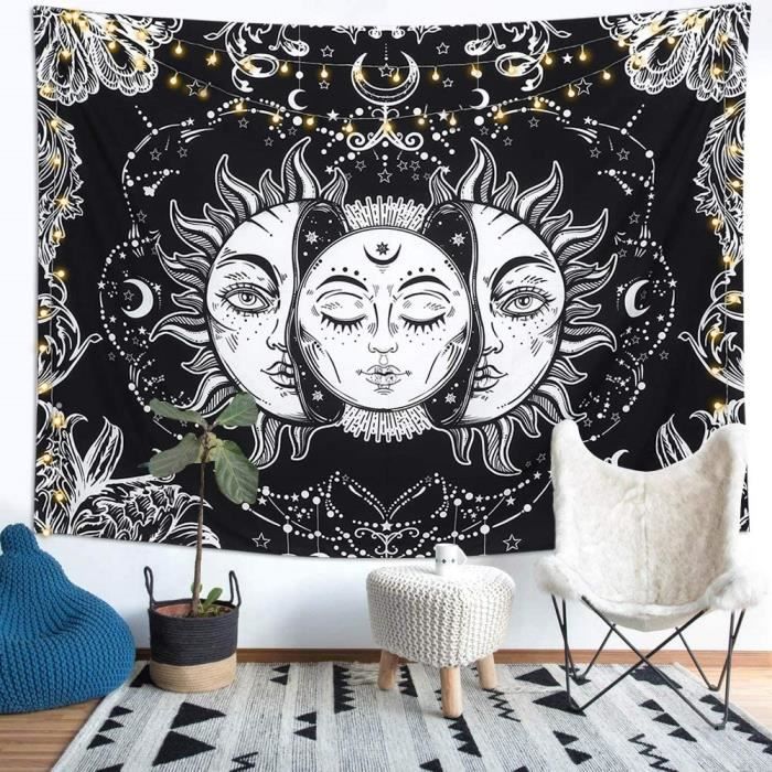 moat Hopeful Straighten Tapisserie de Tarot Soleil et Lune Tapisserie Noir Céleste Tenture  Tapisseries murales Hippie Bohémien Mandala Indien (200cmx150cm) -  Cdiscount Maison