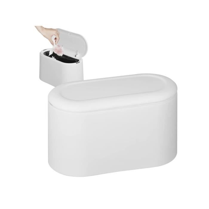 Petite poubelle de salle de bain 9.1 L blanche poubelle à papier avec