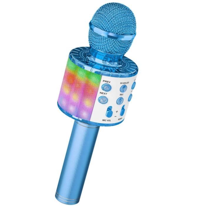 Micro Karaoké, Microphone Karaoké sans Fil Bluetooth pour Enfants Chanter Jouet Garcon 3 4 5 6 7 8 9 10 12 Ans Micro Enfant Cadeau