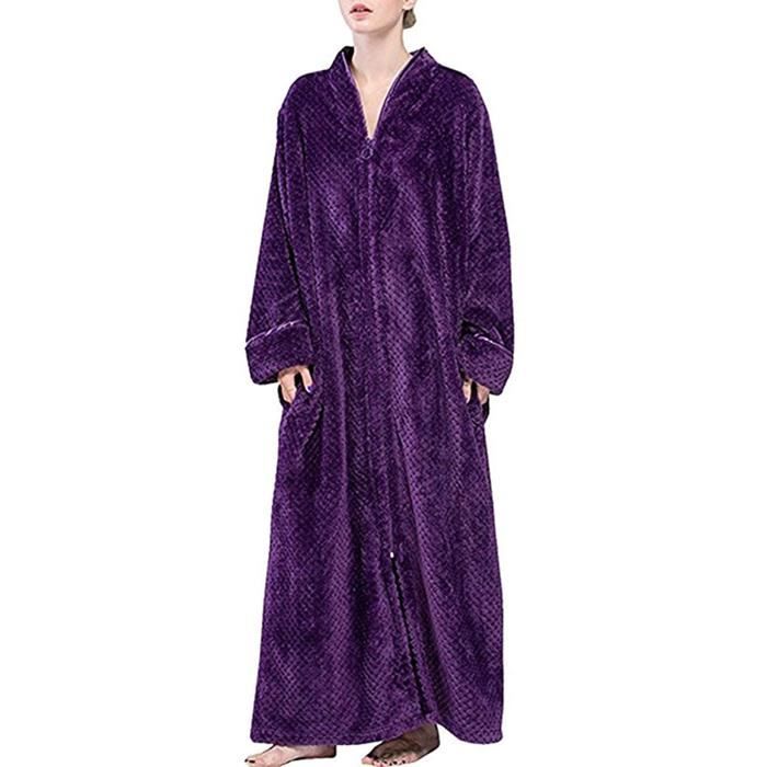 peignoir de bain,peignoir femme,Polaire Peignoir de Bain,Robe de Chambre Chauds,Pour Vêtements de détente et de nuit(M)Mauve
