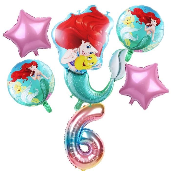 6 Pieces Sirene Ariel Dessin Anime Disney Princesse Feuille Ballons 32 Pouces Numero Bebe Fille Ro Sp022b07 Set 6 Cdiscount Maison