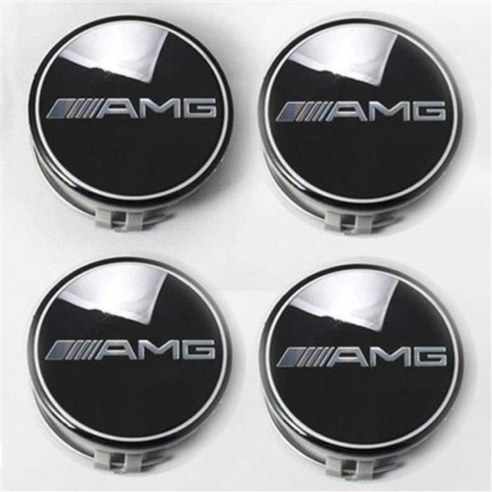 HOUSSE POUR PNEU 4 x centres de roue Noir 75mm Mercedes Benz AMG ABS cache moyeu emblème logo