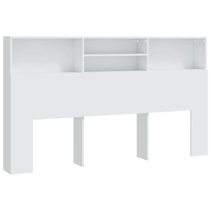 Armoire de tête de lit - BIGBEN - BIB001 - Blanc - Bois dingénierie - 180x19x1035 cm