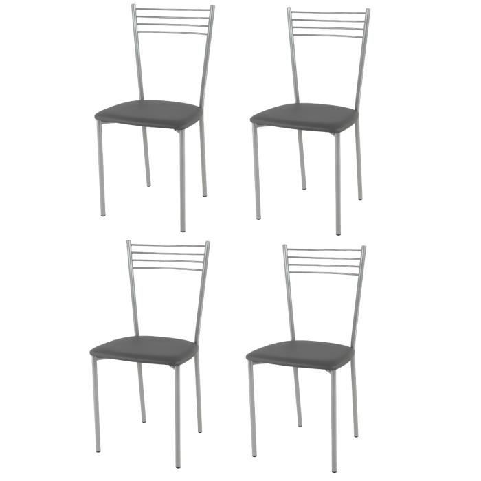 avec Structure en Acier peindr/é Aluminium Tommychairs Set de 4 chaises Modernes Elena pour la Cuisine Assise en Cuir Artificiel Coleur Cappuccino Bar et Salle /à Manger