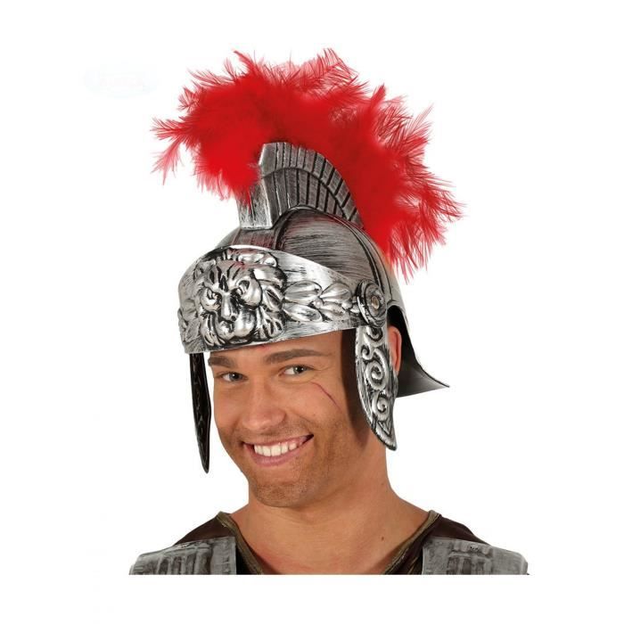 Smiffys Casque De Soldat Romain Avec Plume Rouge - Déguisement Authentique Doré Pour Homme