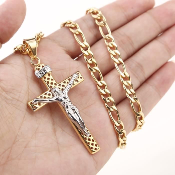 BOBIJOO GIOIELLI – Ciondolo Collana Testa Di Gesù Cristo In Acciaio Inossidabile 316L Argentato – Catena Inclusa – Confezione Regalo