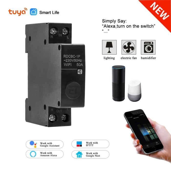 Tuya – interrupteur disjoncteur WIFI Smart Life 1 2 3 4 phases Din