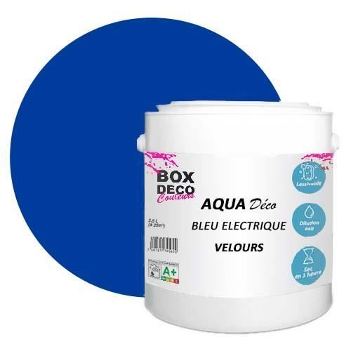 PEINTURE Teinte Bleu Electrique murale acrylique aspect velours Aqua Déco - 2,5L - 25m