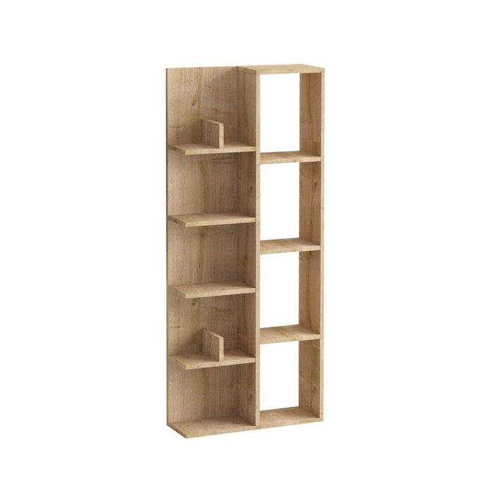 CALICOSY - Bibliothèque 4 niches et 4 étagères H150 cm - LILY - Chêne
