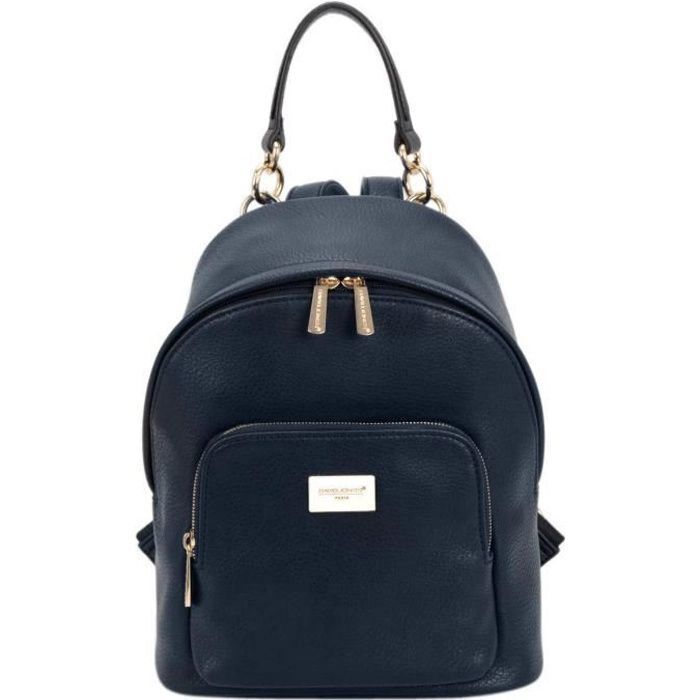 Sac à Dos - David Jones - Petite Taille - Imitation Cuir - Détails Dorés - Bleu Nuit