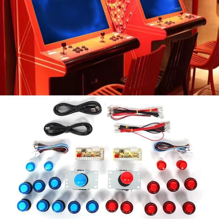 Lot De 6 Boutons Poussoirs D’arcade 30 Mm – Noir, Bleu, Rouge – Compatible Sanwa OBSN/OBSF/OBSC – Pour Joystick Custom