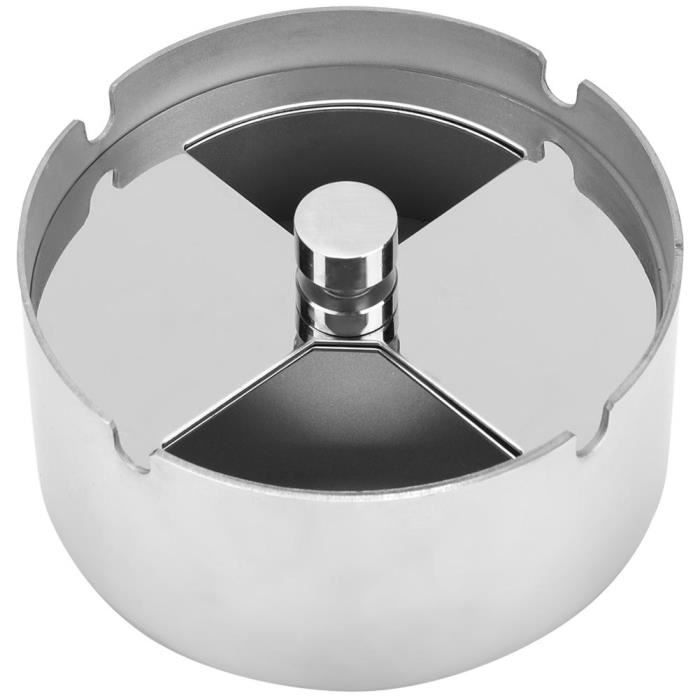 Lot De 4 Cendriers Pivotants Avec Couvercle - Design Moderne Rotatif 360°, Chrome Et Noir - Pour Intérieur Et Extérieur, Terrasse, Bureau