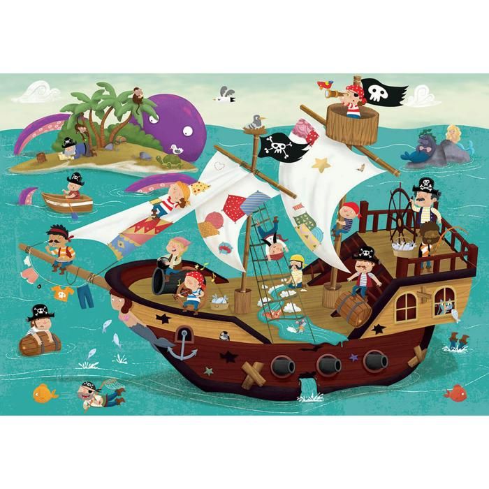 Puzzle 50 pièces : Détective puzzle : Bateau pirate Puzzle 50 pièces : Détective puzzle : Bateau pirate