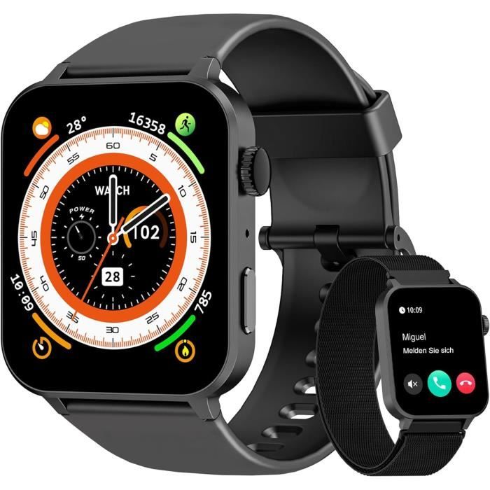 Montre Connectée Pour Homme RUXINGX - Cadran Orange - Smartwatch Avec Suivi D'Activité Et Notifications - 10