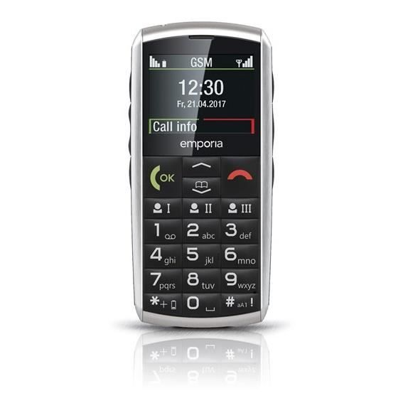 Top achat T&eacute;l&eacute;phone portable Emporia emporiaCLASSIC 2G, Barre, SIM unique, 5,08 cm (2"), 2 MP, 1100 mAh, Argent pas cher