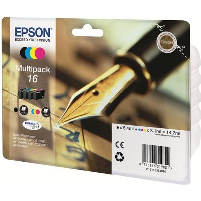 EPSON Multipack T1626 – Stylo Plume – Noir Cyan Magenta Jaune (C13T16264012)