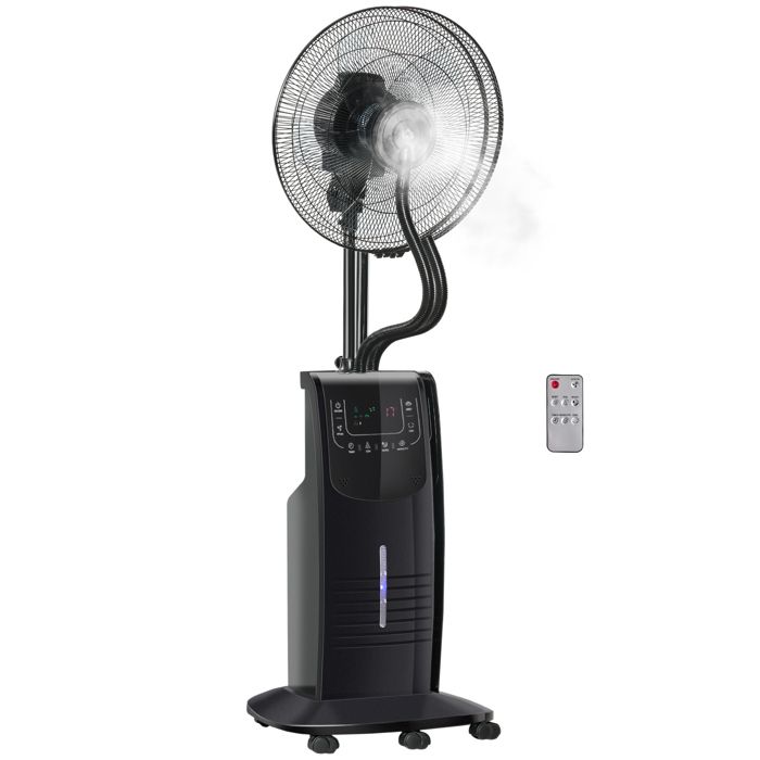 Ventilateur brumisateur - HOMCOM - silencieux - 90 W - sur roulettes 3 modes 3 vitesses télécommande minuterie oscillation - noir - Hom