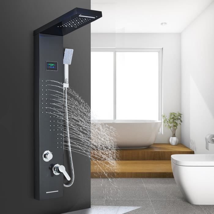 LED Panneau Colonne de Douche Hydromassante en Acier Inox 5 Modes de