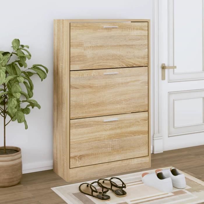 Armoire à chaussures - KEENSO - KN005 - Chêne sonoma - 3 tiroirs - Bois dingénierie