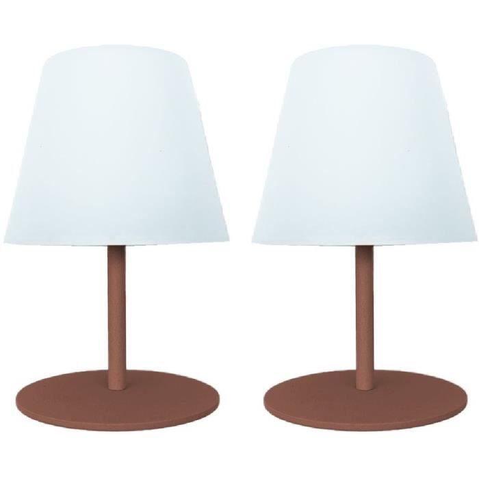 Set de 2 lampes de table sans fil - LUMISKY - TWINS - Terracota - H16 cm - LED
