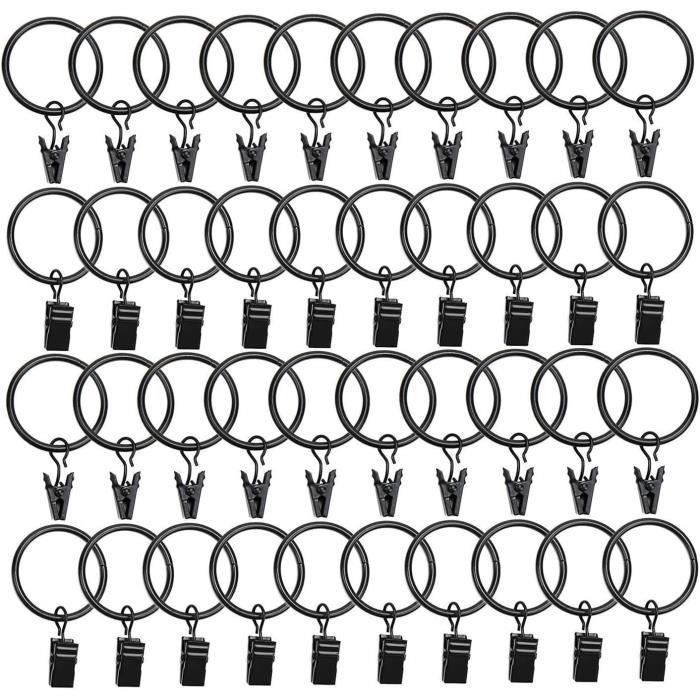 Lot De 42 Anneaux De Rideau Avec Clips - Diamètre Intérieur