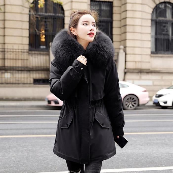 Manteau chaud noir femme cheap