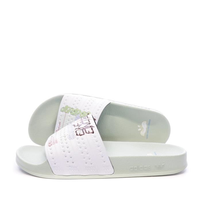 Claquettes Femme Adidas Adilette Vert Lin Blanc Nuage Tige Synthetique Cdiscount Sport