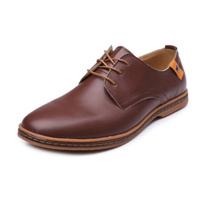 Chaussures Homme Derby en Cuir PU Marron - Confortables et Légères