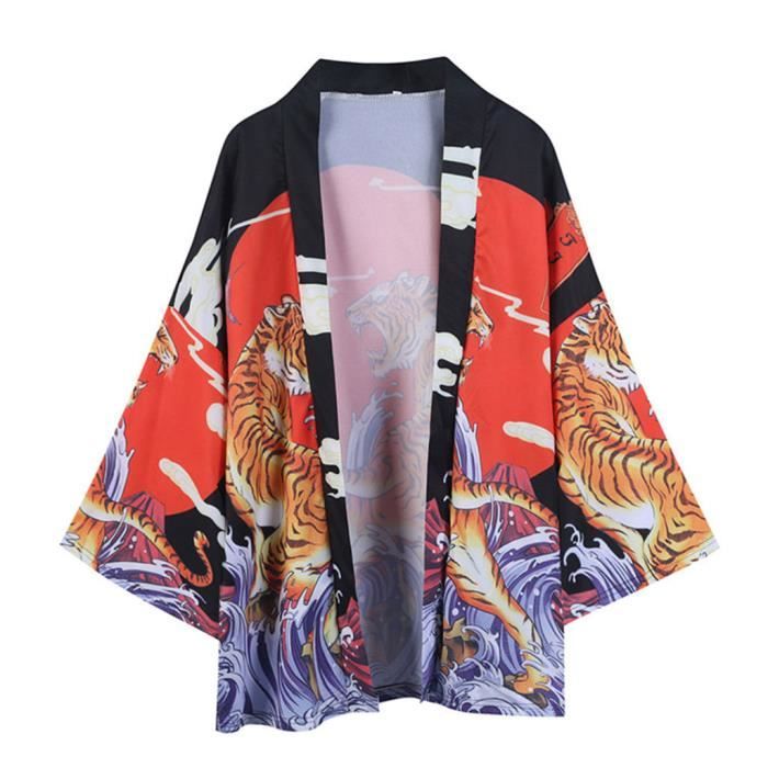 Cardigan Kimono Homme Style Vague De Mer – Manteau Japonais Haori Yukata Manches Longues, Polyvalent Pour Quotidien, Plage Ou Cosplay