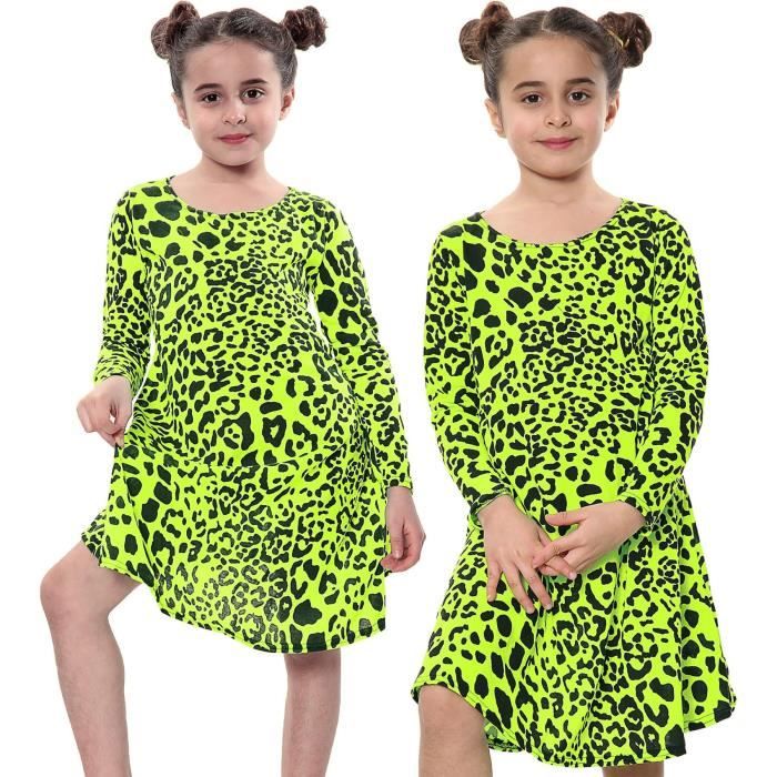 Robe Hoodie Barbie Fille - Imprimé Léopard Et Logo Doré - Manches Longues, Capuche - Taille 3-12 Ans - 80% Polyester 20% Coton