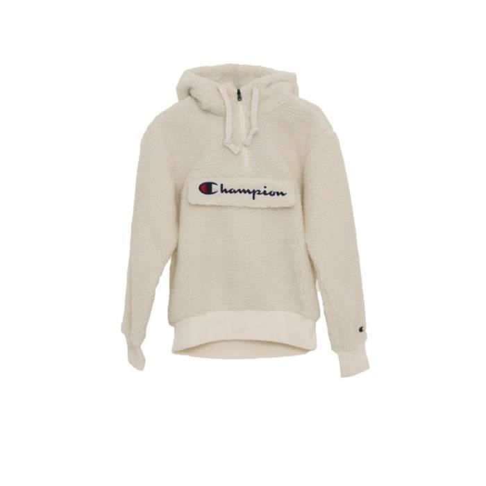 Sweat à capuche Champion HALF ZIP TOP POLAIRE - Beige - Manches longues - Sports d'hiver - Mixte