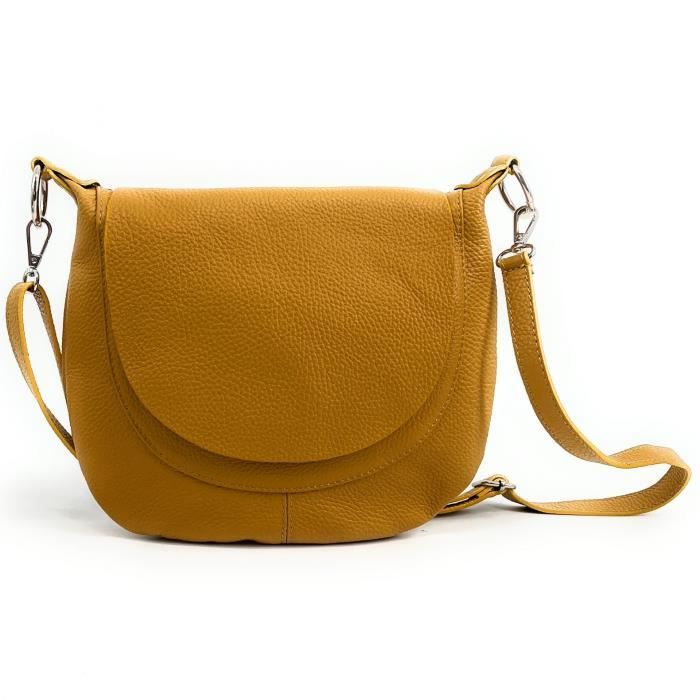 Sac bandouliere OH MY BAG NEW CITIZEN Cuir graine Femme Jaune moutarde Jaune moutarde Cdiscount Bagagerie Maroquinerie
