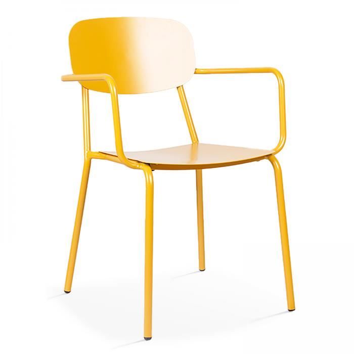 fauteuil de jardin en aluminium jaune moutarde