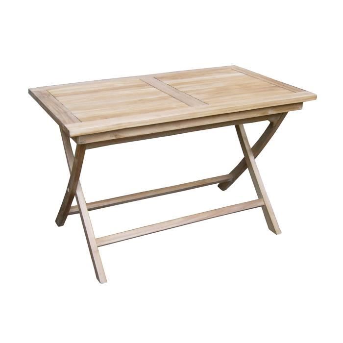 Table Pliante Pour Jardin En Bois Teck Coloris Naturel Dim 75