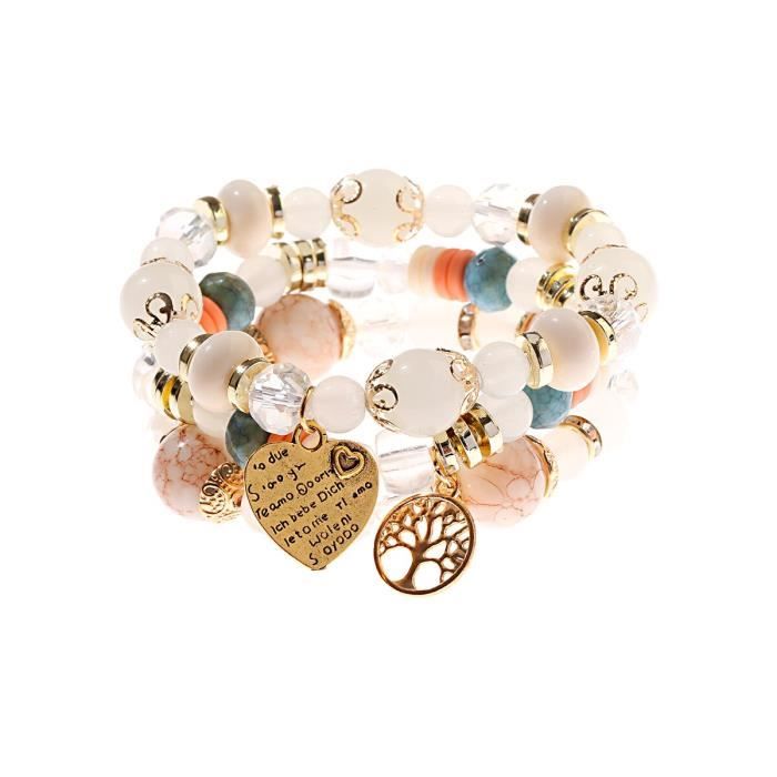 Bracelet Gourmette Vintage Or Avec Cabochons Résine Multicolore - Bijou Occasion