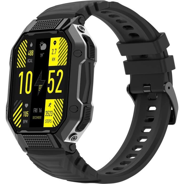 Montre Connectée 2024 - Tracker Fitness Militaire Avec Mesure Pression Artérielle - Écran 52mm, Compatible Android/iOS