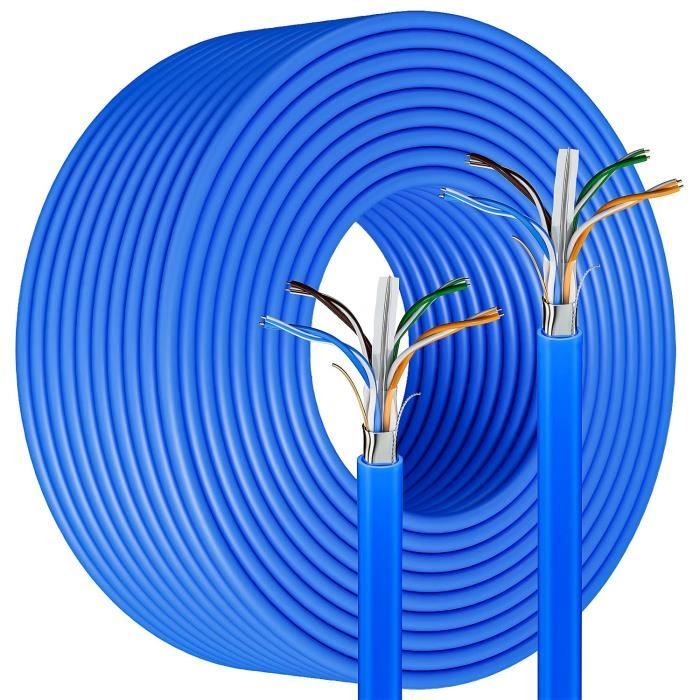 MEIPEK Cable Ethernet 100m, FTP Gigabit Blindé Cable Internet, 23AWG Cable  Réseau Bobine, Cable d'installation 100m extérieur ét432 - Cdiscount  Informatique
