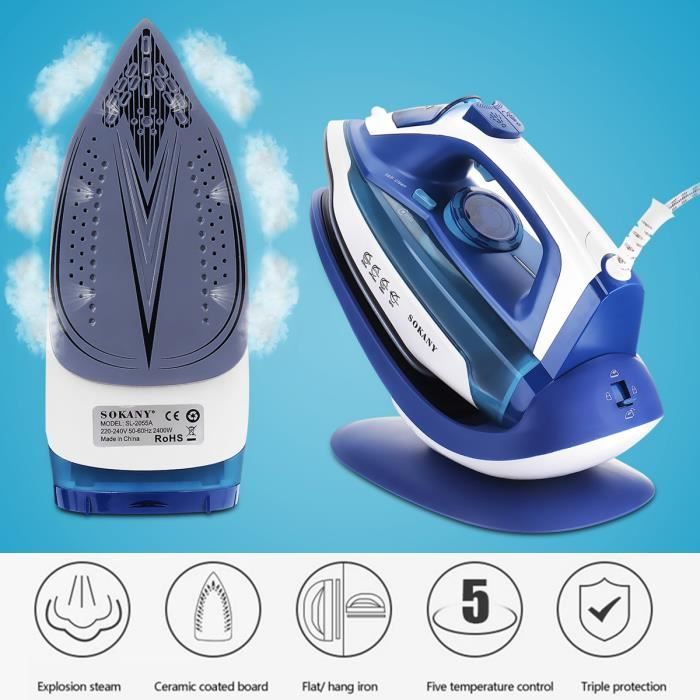 Neufu 2400w Fer A Repasser Vapeur Avec Base Sans Fil Repassage Portable 5 Niveaux Temperature 220v Achat Vente Fer A Repasser Xl Cdiscount