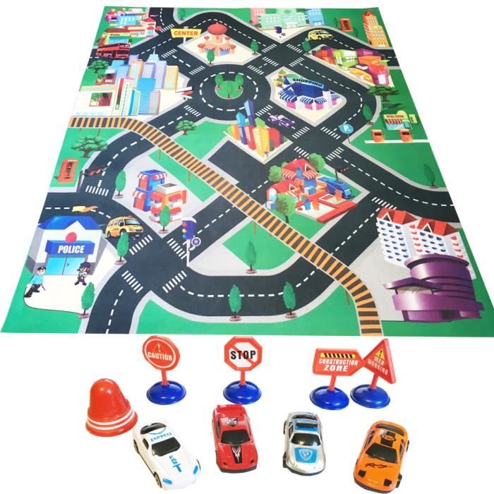 Tapis De Jeu Circuit Voiture Enfant 80 Cm X 70 Cm Ville Avec