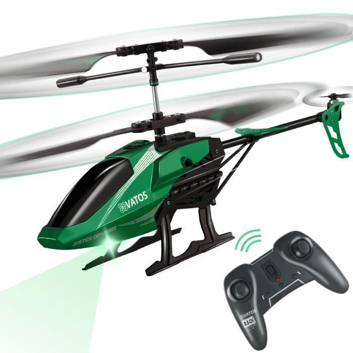 VATOS Hélicoptère télécommandé RC Enfants: Avion Gyroscope Vert & LED Light  3.5 Channel Micro Jouet d'intérieur pour Garçons - Cdiscount Jeux - Jouets