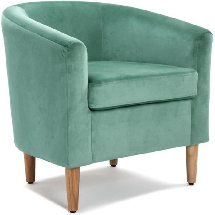 fauteuil pour salon aguamarina - versa - confortable en coton et bois - vert et noir
