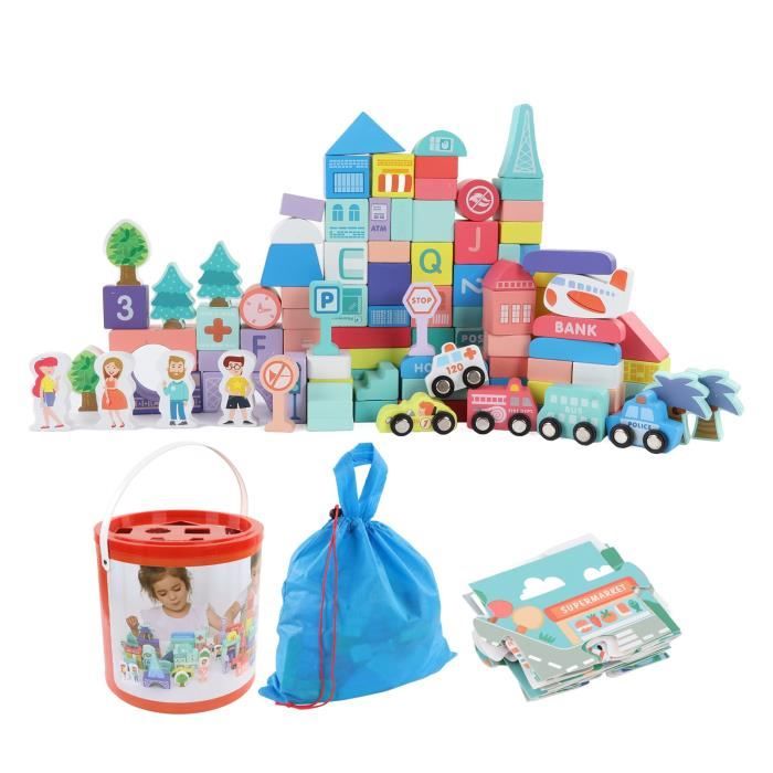 Jeu De Construction Bois 122 Pièces – Blocs 3D éducatifs Pour Enfants Dès 3 Ans !