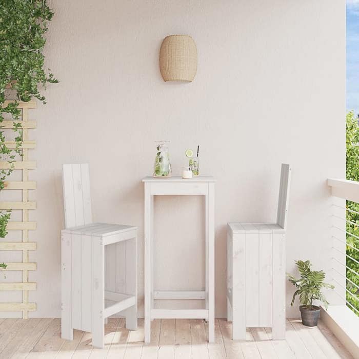 vidaXL Lot de 2 Tabourets de Bar Chaise de Pub Siège de Bistrot Meuble de Terrasse Balcon Patio Jardin Extérieur Blanc 825353