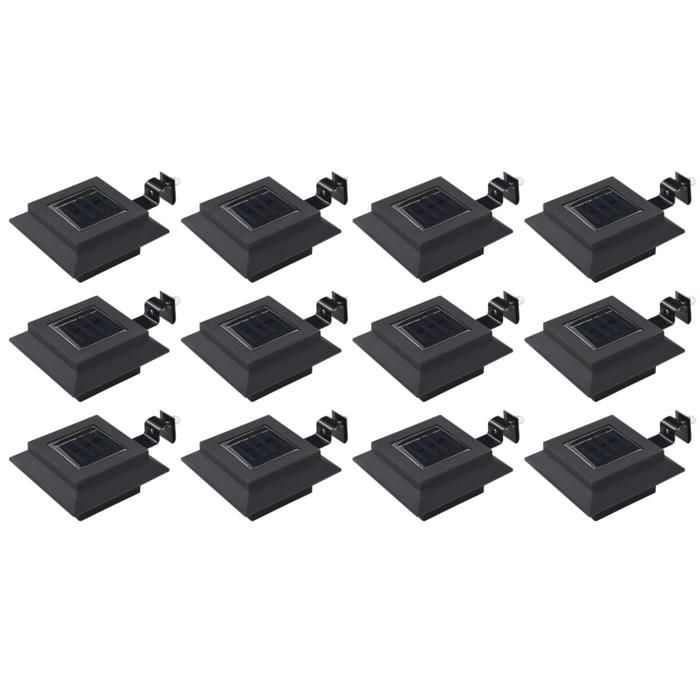 vidaXL 12x Lampes Solaires à LED Carrées d'Extérieur Applique Murale Lumière de Jardin Eclairage Lampe de Clôture Toit Allée 277137