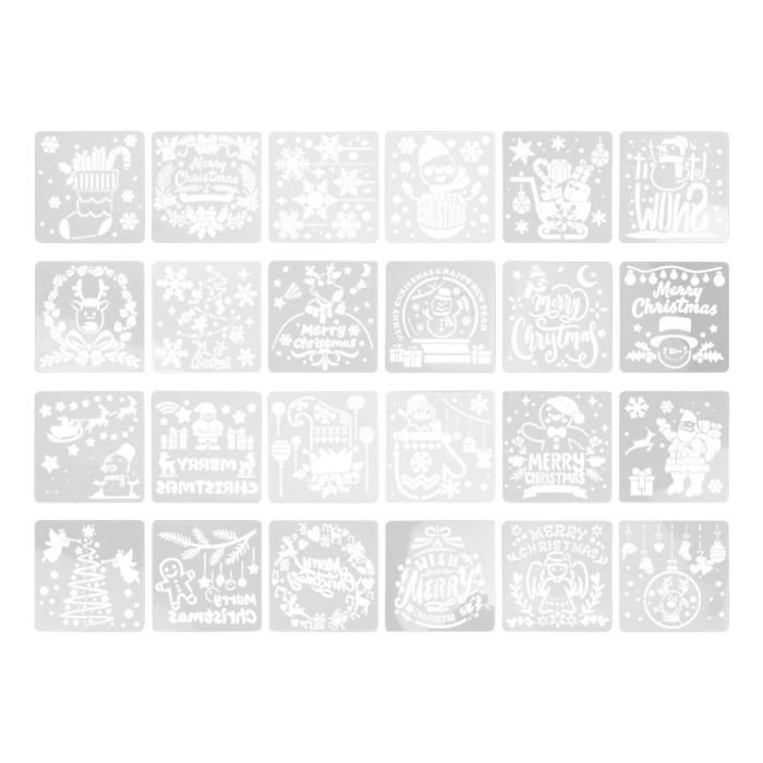 9 Pièces Pochoirs De Noël Pour Enfants - Stencils Réutilisables En PET Pour Bricolage, Cartes De Vœux Et Décorations Festives
