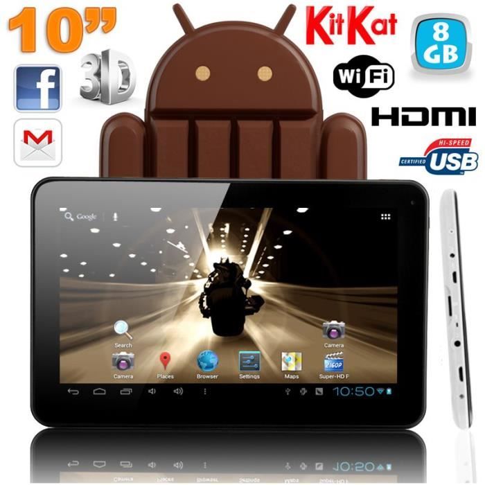 Tablette 10 pouces Android KitKat Quad Core 8