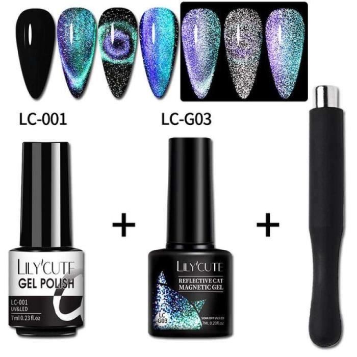 LS16468ensemble de vernis à ongles UV LED pailletés,Gel magnétique SemiPermanent SoakOff,7ML