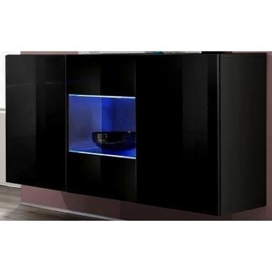 Commode Fly 2 Noir Noir Laque Achat Vente Buffet Bahut