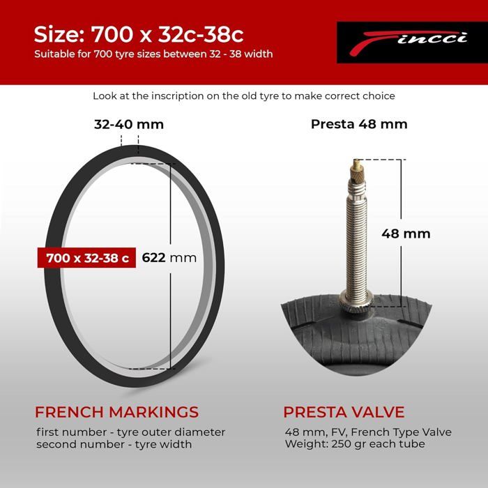 Chambres a air 700 x 32c x 35c x 38c Pair Chambre a air 28 29 Pouces VTT 48 mm Presta Valve pour Velo de Route Race. Y30 Cdiscount Sport